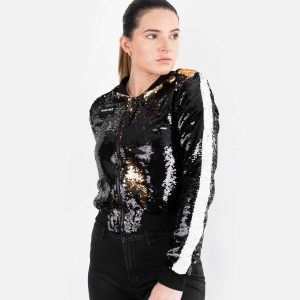 Women's Sequin Logo Bomber Jacket