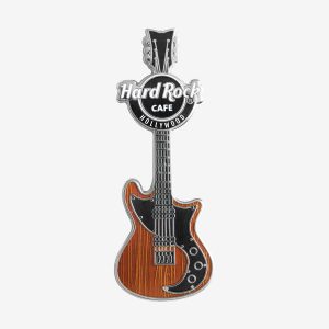 Collectible Woodgrain Retro Guitar Pin