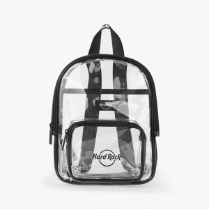 Clear Repeat Logo Black and White Strap Stadium Backpack