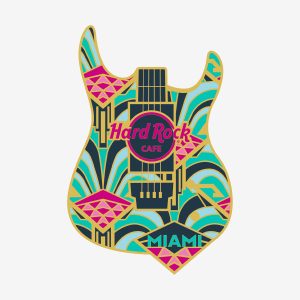 Collectible Miami Art Deco Guitar Pin